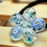 アクアマリン×アベンチュリン入りお花ヘアゴムmarry.c's handmadeaccessory