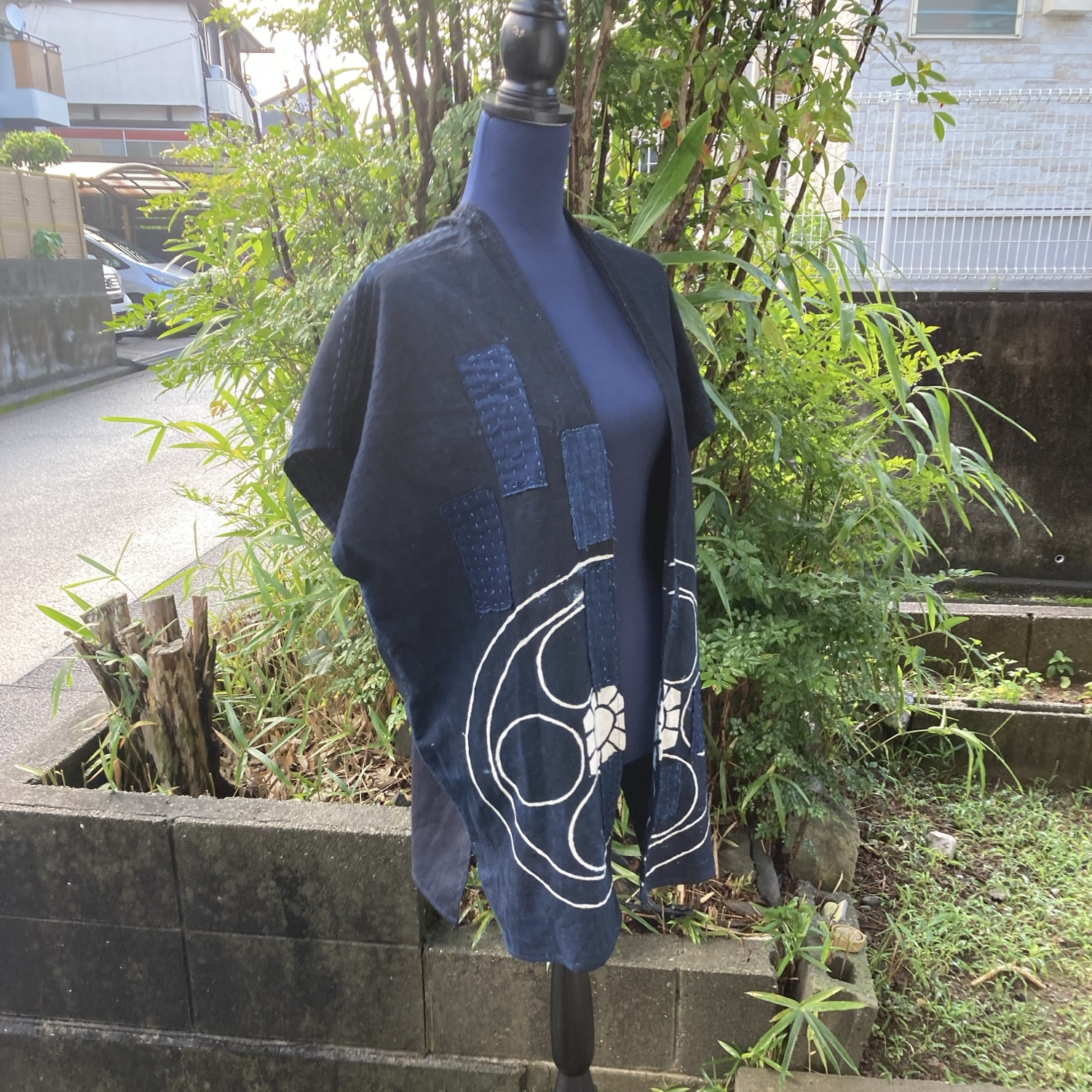 C5 襤褸 羽織 四角衣 古布 リメイク 藍染 藍染め 筒描き 筒描 野良着