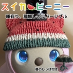 【LOVOT用】しかくいビーニー｜スイカ🍉| コットン50%|リバーシブル種あり種なし|蔓しっぽ付き(No.142〜154)
