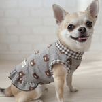 【犬服セミオーダー】パピー犬服小型犬服ロング犬服中型犬服  ジャガードニットくま柄犬服