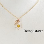 ❂太陽の花❂ ひまわりと選べるイニシャルチャームのネックレス（ホワイト×イエロー）