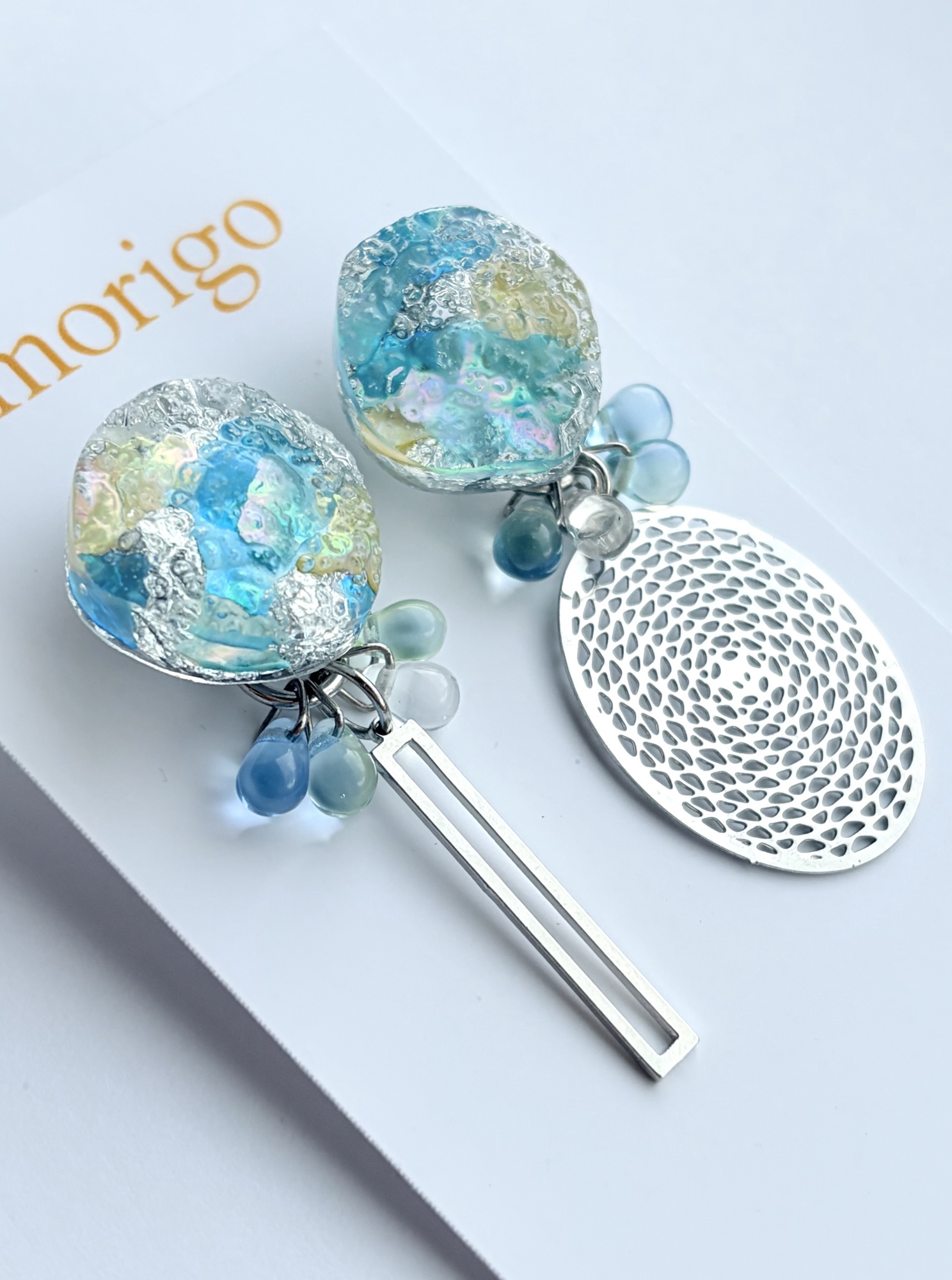 帯留め 夜空 天の川 シルバー レジン ポニーフック - morigo | minne