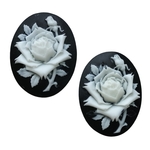 2個セット/バラ 薔薇のカメオ 大き目サイズ カボション 貼り付け デコパーツ アクセサリーパーツ ハンドメイド材料 資材手作り 通販/109ーA