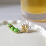 【枝豆&生ビール】夏刺繍ピアス／イヤリング　