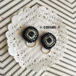 《SALE》再販☺︎ ビーズ刺繍とフープ♡モノトーンピアス
