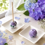 紫陽花のお香立て（受注制作）お皿付き<ピックアップ掲載>