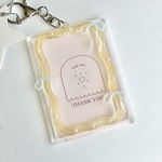 チェキホルダー トレカキーホルダー 推し活 透明　クリア　水色　ブルー　青　オレンジ　リボン バレエコア ウィッシュコア y2k パール