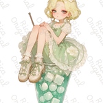 [A-17]Afternoon Tea シリーズRICA オリジナルステッカー　ガラス瓶シリーズ　人物ステッカー　女の子　コラージュ素材