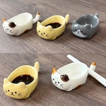 猫型 陶器製 箸置き 小皿 3個セット 30ml