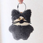 【9白チャコハチワレ】もじゃ猫キーホルダーポーチ