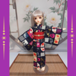 1/4サイズ   和柄の浴衣セット 黒
