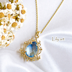 lightblue ＆ gold 雫型 シンプル 大人可愛い 氷 ネックレス