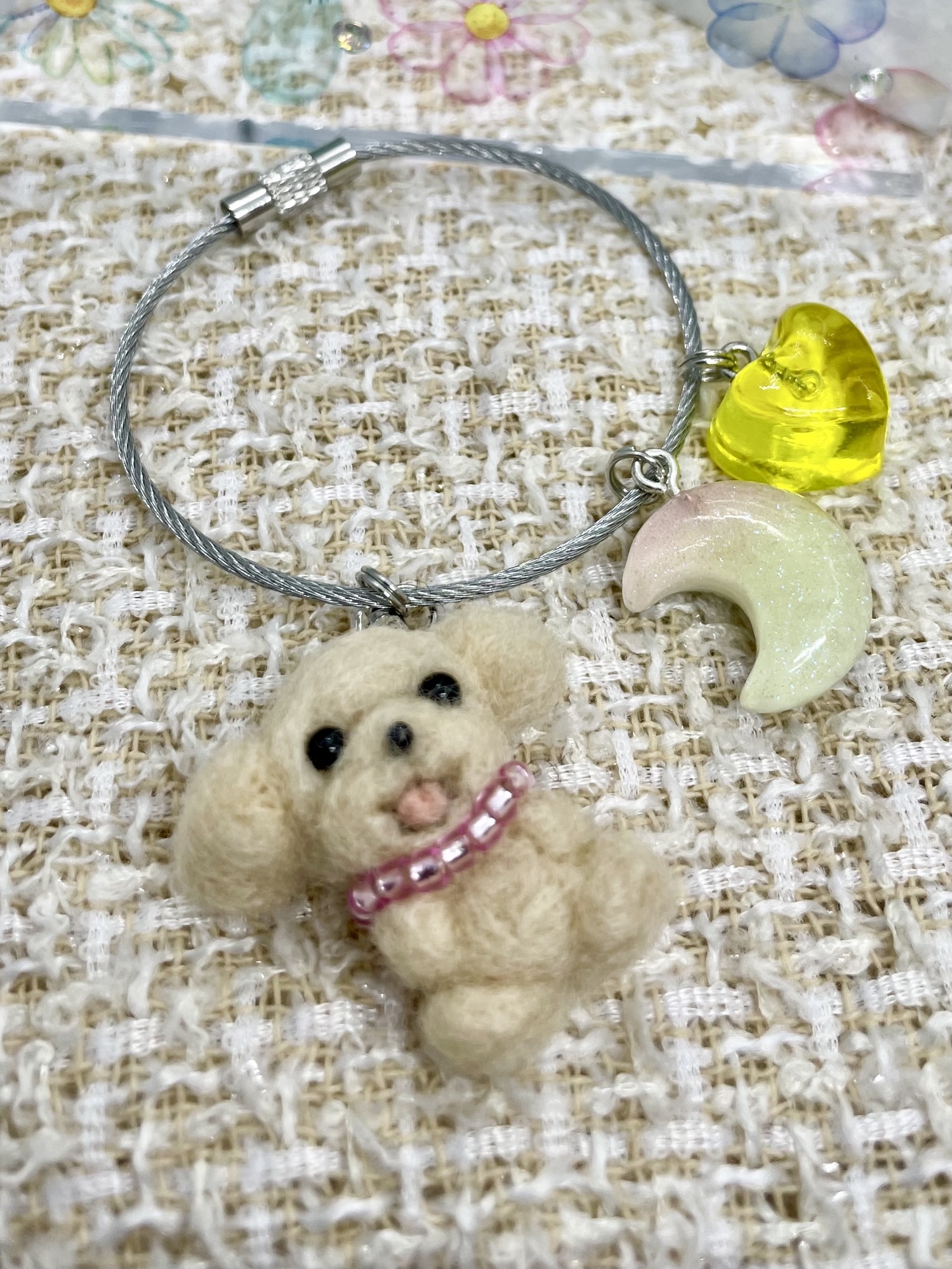2匹SET】 2.8cmミニチュア羊毛フェルトトイプードルチャーム