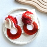 ❤️🍷🍨3色シフォンフラワーピアス