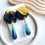 💙💛🖤3色シフォンフラワーピアス