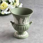イギリス ウェッジウッド ジャスパーウェア セイジグリーン URN壷型 花瓶 WEDGWOOD GREEN VASE EY8538 [EY8538]