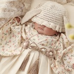 ＼レトロなベビー袴／retro baby hakama waist flower 《retro flower×natural white》