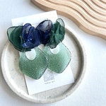 💙💚ツートンカラーシフォンフラワーピアス