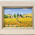 【pon様専用】アクリル画　水彩画　原画　「ひまわりの丘14」　SMサイズ　風景画　透明アクリル絵の具　キャンバス