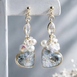 ハートの青色レジンピアス/イヤリング
