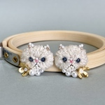 もふ猫 (オフホワイト) ピアス　ビーズ刺繍　猫