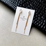 ダイヤ型ホワイトシェルとチェーンのピアス/イヤリング