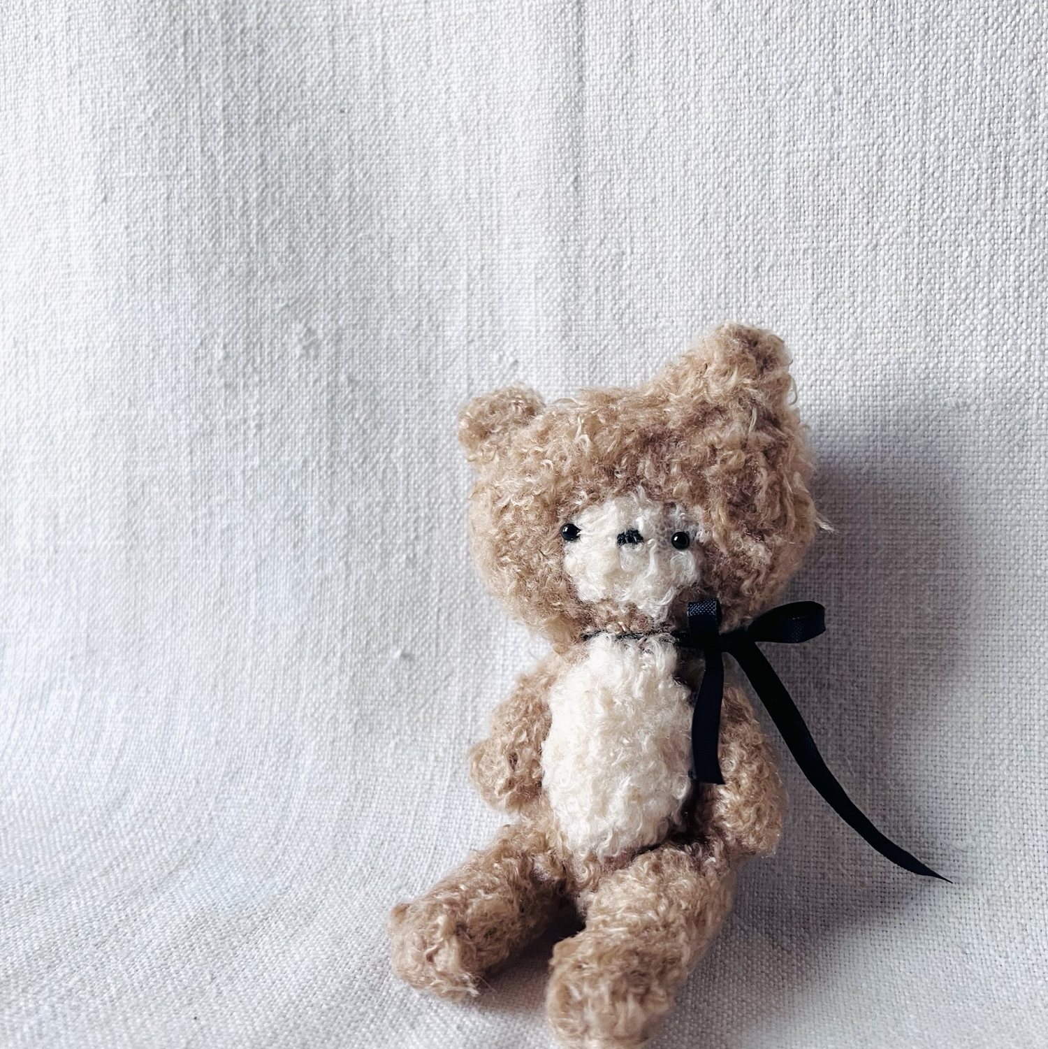テディベア ハンドメイド ai bear 紅茶染め 手のひらサイズ 11.5㎝ 紅茶染めぺたんこくま【10.5cm】小さなぬいぐるみ／ハンドメイド