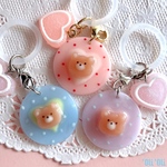 【名入れ】ゆめかわ×くまちゃんドット柄めじるしチャームアクセサリー🧸🍓