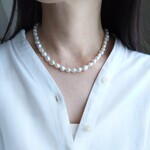 淡水パール/バロックパールネックレス/8mm〜9mm/オールノット仕上げ