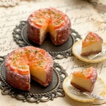 オレンジのベイクドチーズケーキセット　ミニチュア