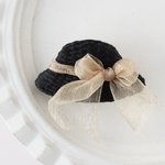 【夏コーデに】麦わら帽子の刺繍ブローチ（ブラック）