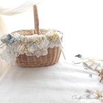 お花とふわふわ布飾り ～flower decoration～✱布花✱ blue × yellow