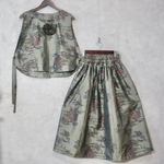 【SALE 2,000円OFF🌸15,000円⇒13,000円】藍大島紬 着物リメイク👘花柄セットアップ《スヌード2点・ペチコート付き》