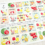 スイカとパイナップル 2026年8月の日付シート（マスキングシール）sticker