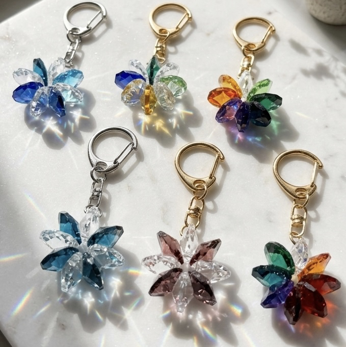 元気カラー サンキャッチャー風キーホルダー｜イエロー×グリーン