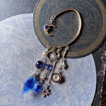 月刻の耳飾り/イヤーフック【color.サファイア】片耳用/金具:ゴールド
