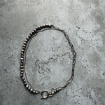 ーgray baroque pearl asymmetry necklaceー　サージカルステンレス　チェーンネックレス　パールネックレス
