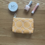 mina  perhonen tambourine タンバリン ミニ コスメ ポーチ　オレンジ×ピンク　ミナペルホネン の刺繍生地