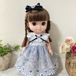 ソランちゃん　メルちゃん☆ブルー小花ワンピース