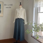 クロワッサンパンツ　リネン　ヘリンボーン　グリーン　　　　＊暮らしの店sacchi＊
