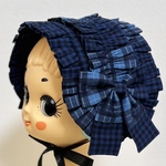 パッチワーク フリル ヘッドドレス （青チェック） ロリータ ロリィタ リボン タータンチェック ギンガムチェック ヘドレ ゴスロリ ゴシック ブルー