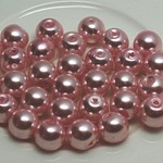 22.ガラスパールビーズ　10mm25個♪　ピンクカラー（桃色）