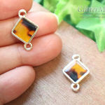 4個セット☆台座付き　べっ甲　四角コネクター　10mm　