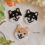 ビーズ刺繍の柴犬　※受注制作