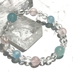 💓✨『涼風花』✨🌊アクアマリン・ローズクォーツ・水晶 天然石ブレスレット💫心を澄ませる癒しの輝き