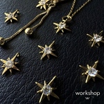☆再入荷☆【4pcs】18KGP本金メッキ×ジルコニア　ゴールドスターチャーム
