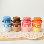 レトロ可愛い　牛乳瓶セット　フェルトおままごと　✽フェルトままごと　牛乳瓶　ぬいぐるみ　レトロ　知育玩具　コーヒー牛乳　ごっこ遊び　食べ物モチーフ　プレゼント　撮影小物　保育　誕生日プレゼント