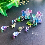 ピアス【翠雨と紫陽花】　※こちらはチタンポストピアスです(金具変更はできません⚠️)　レジンアクセサリー