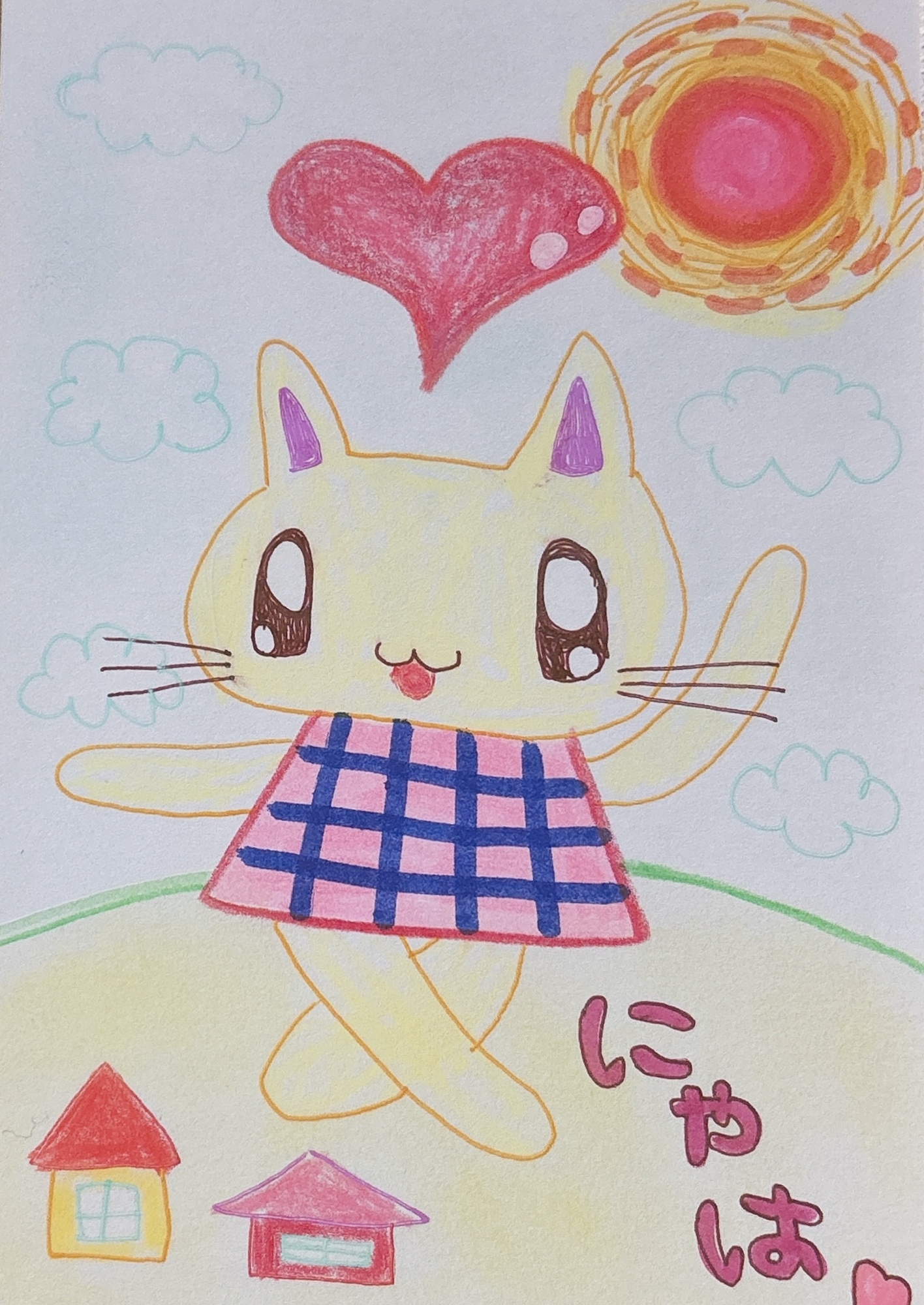 にゃは♡ お散歩ねこちゃん 可愛い絵 手描きイラスト - Palette Picnik