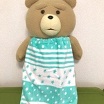 【再再販】保育園 離乳食  食事 お出かけ先で大活躍のタオルエプロン！(キラキラスター ブルー) 嬉しいひも調節付きだから長く使える♫    